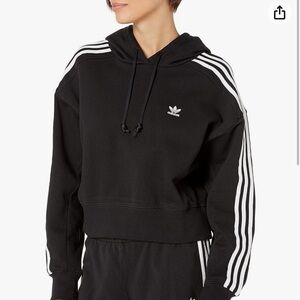 Adidas Triple Stripe Crop Sweater Hoodie